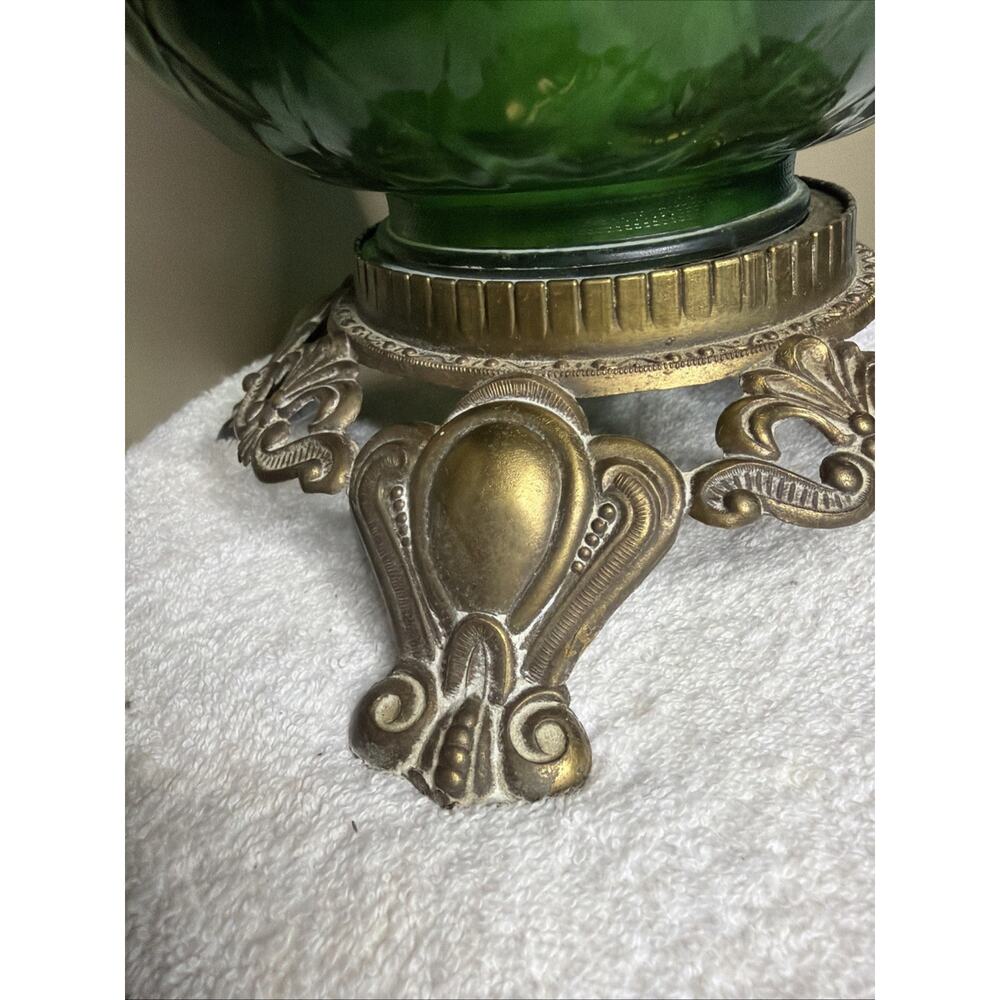 Table Lamp Green Diamond Glass Hollywood Regency MCM Antique Rose Tokyo Japan - Picture 10 of 16